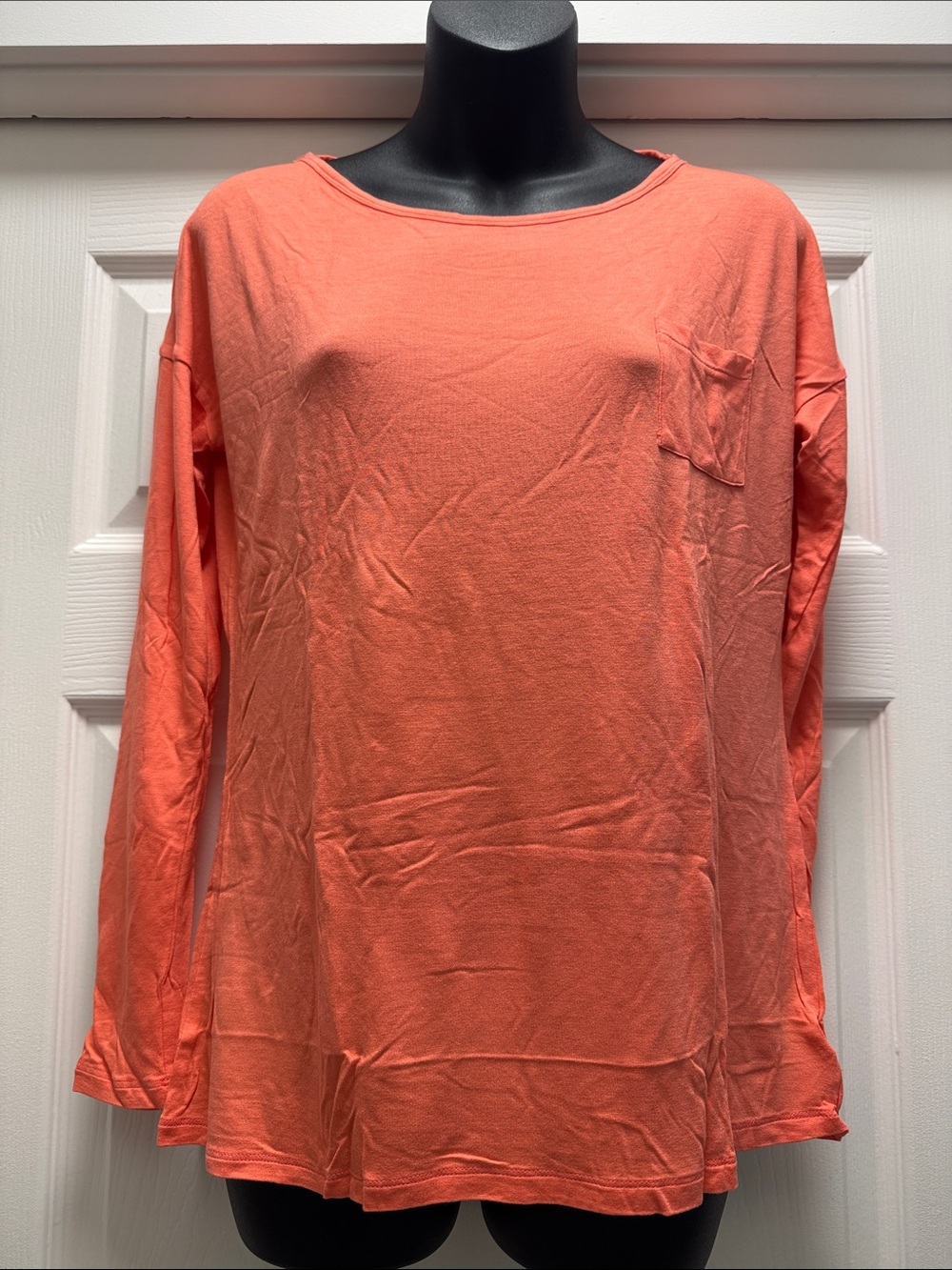 Old Navy Coral Long-Sleeve Pocket Tee